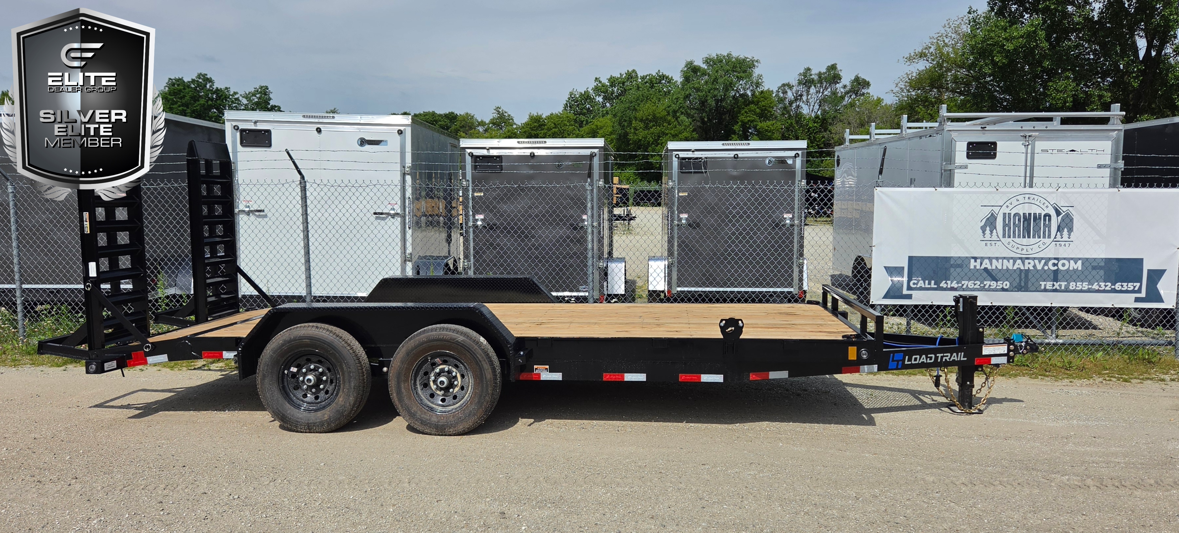 Load Trail 83 X 18 Tandem Axle 14,000 Lb Steel Car Hauler / Equipment Trailer with Fold Up Ramps
